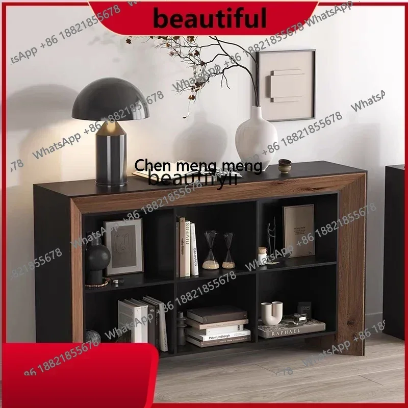 

French retro entrance cabinet, post-modern simple black solid wood storage decorative cabinet, light luxury storage side cabinet