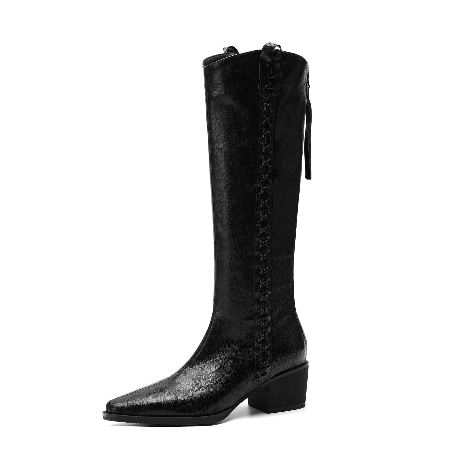 Plus Size 43 Microfiber Round Toe Thigh High Riding Boots Dating Warm Winter Shoes High Heels Retro Brand Women Knee-high Boots