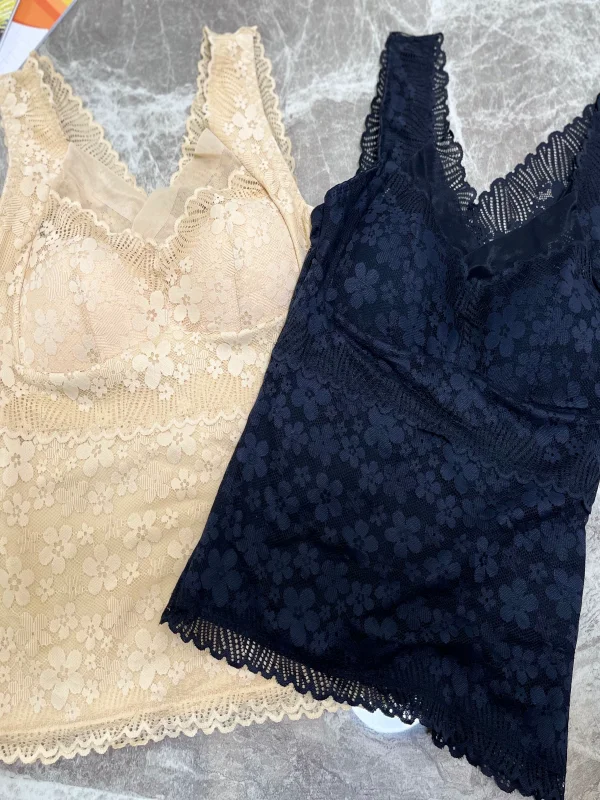 Chaleco de encaje cálido para mujer, ropa interior térmica de otoño e invierno, capa Base de talla grande, calefacción irt Qui, sin necesidad de sujetador, diseño