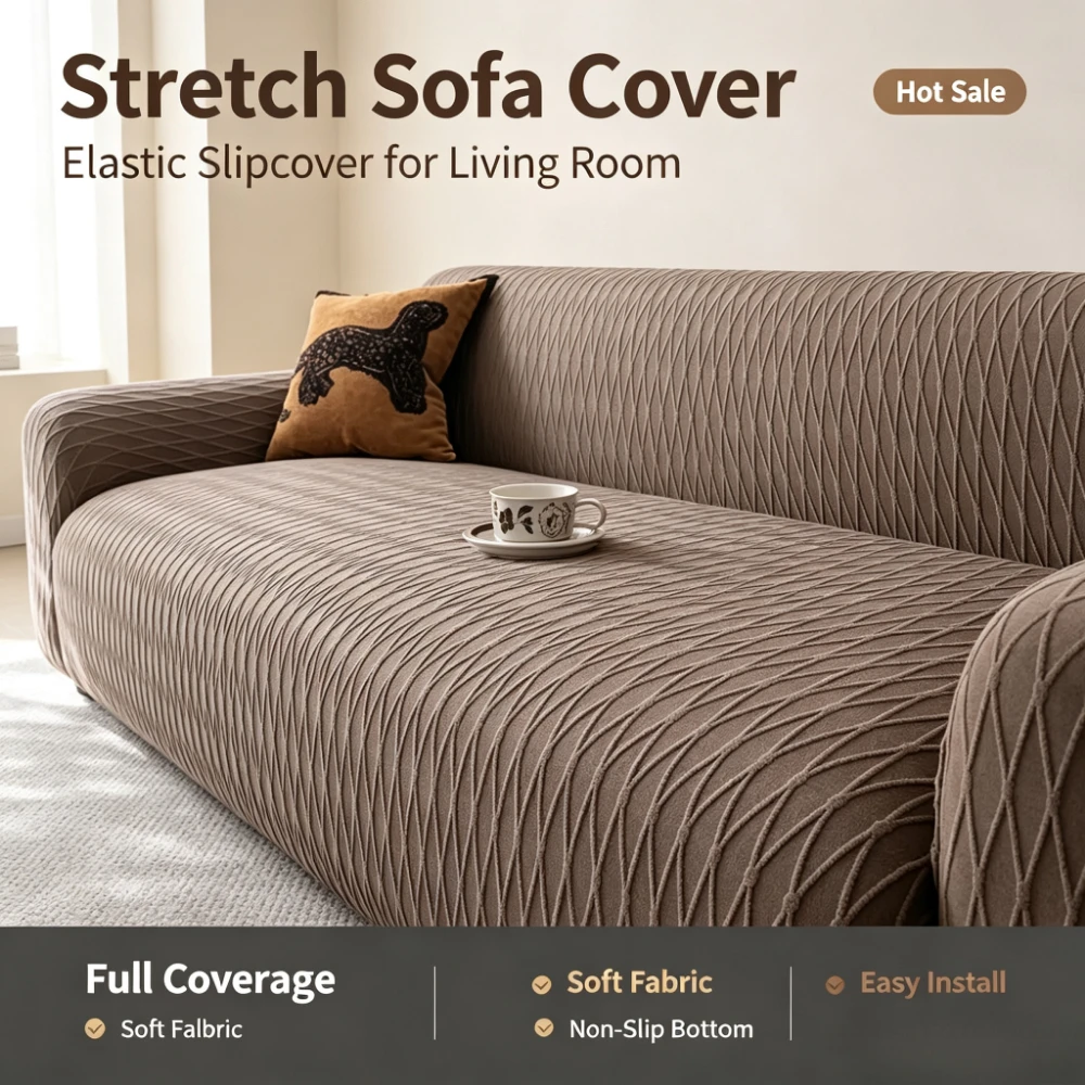 1/2/3/4 Seater Elastic Jacquard Sofa Cover Couch Adjustable Sofa Covers Versatile Furniture Protection Slipcover for Living Room