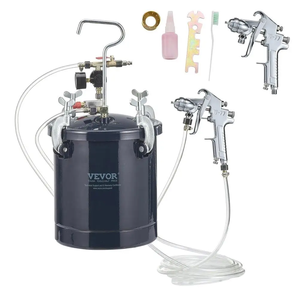 

10L Spray Paint Pressure Pot 2.5gal Air Paint Tank with Two Nozzles 60PSI Max for Industrial Home Decor Automotive Painting