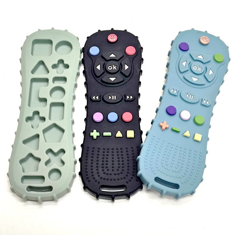 Simulation de télécommande de dentition en silicone, jouets apaisants anti-alimentation, boutons de qualité alimentaire, 1 pièce, 3 pièces