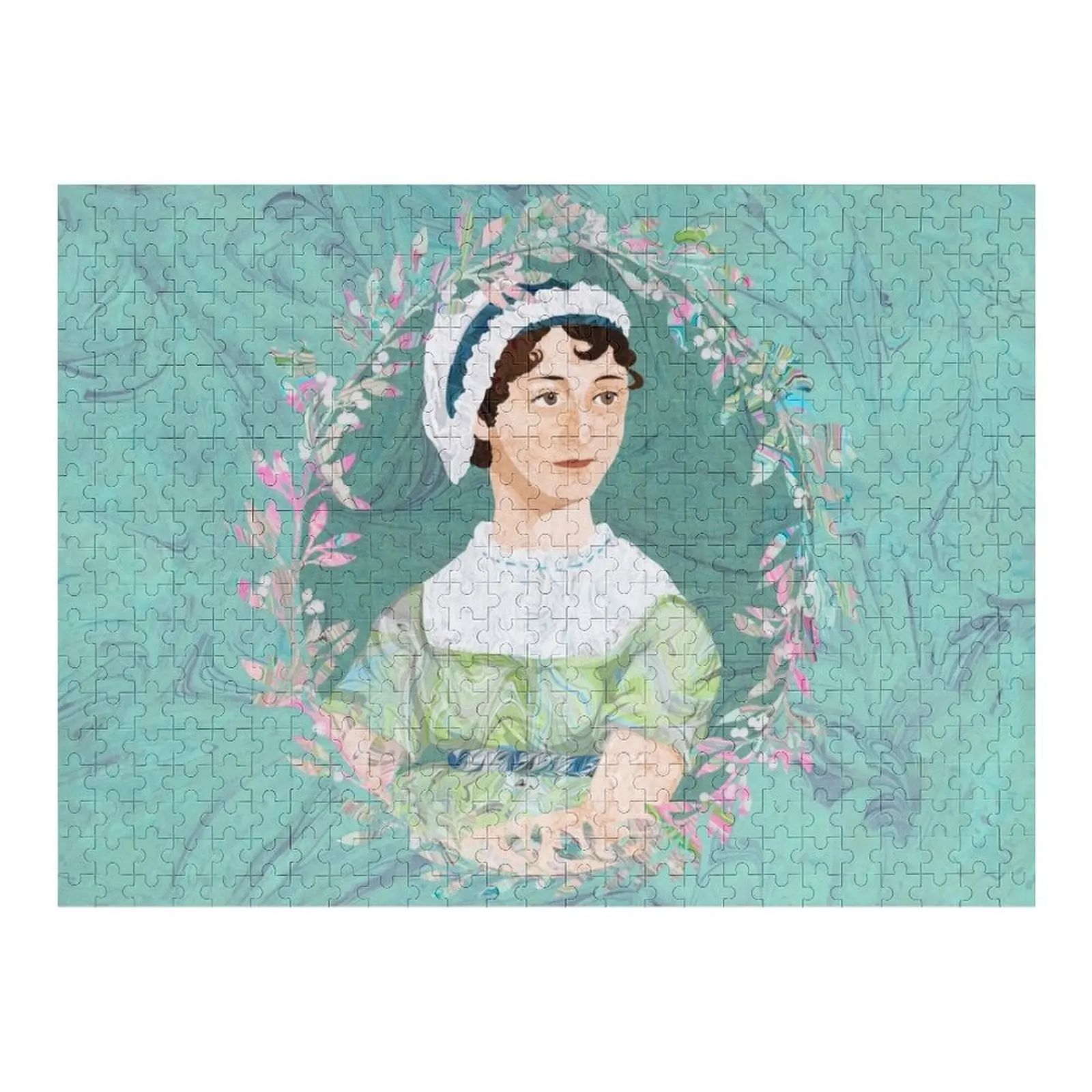 

Jane Austen: Portrait in Marbled Bookbinding Paper Jigsaw Puzzle Custom Gift Christmas Toys Puzzle