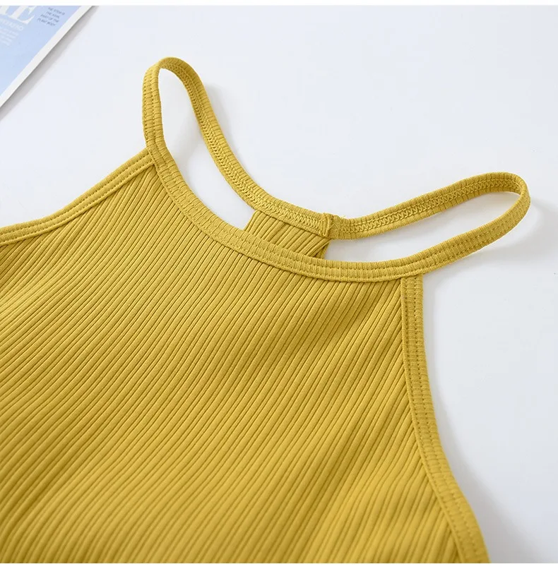 Summer Chest Pad Suspender Vest Female Cotton Bra Short T-Shirt Sexy Sleepwear One Piece Pajamas Tops For Women Nightwear Shirt