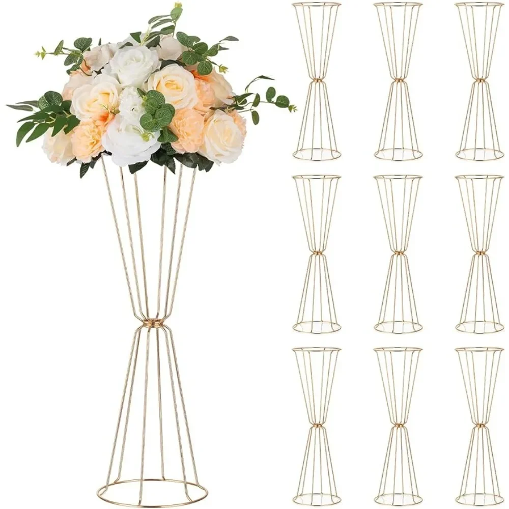 

Gold Vases for Wedding Centerpieces - Set of 10 Tall for Table 23.5in Metal Flower for Wedding Party Home Flower Freight Free