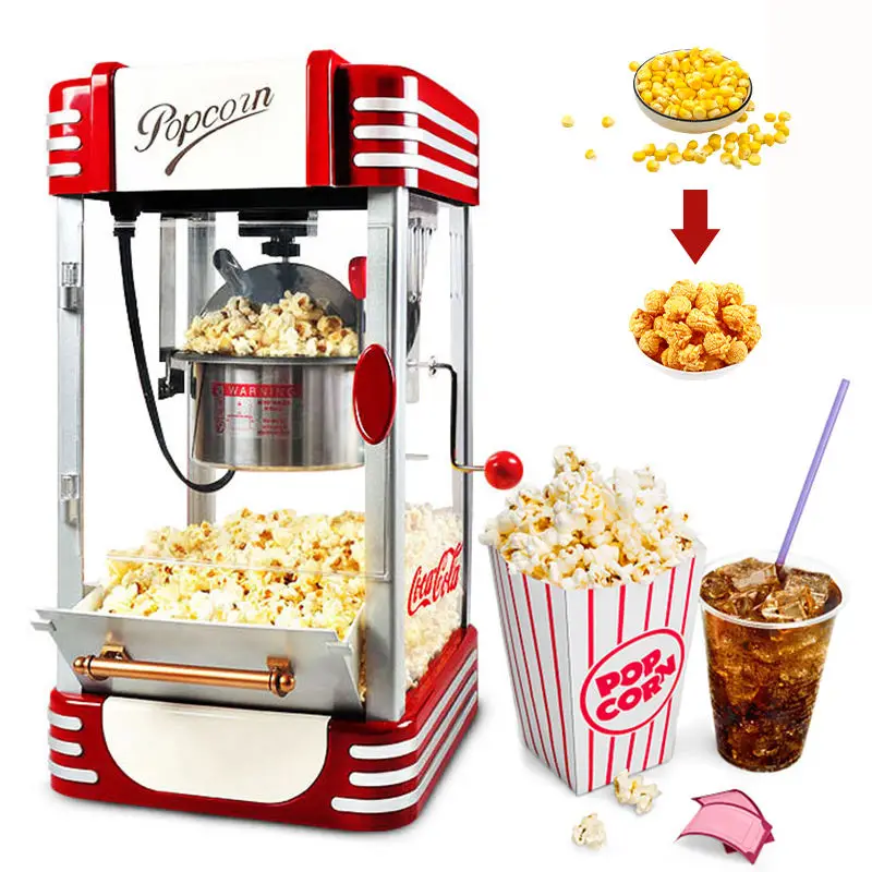 Mini máquina de palomitas de maíz, máquina automática de palomitas de maíz, máquina de aperitivos para uso doméstico o comercial a la venta