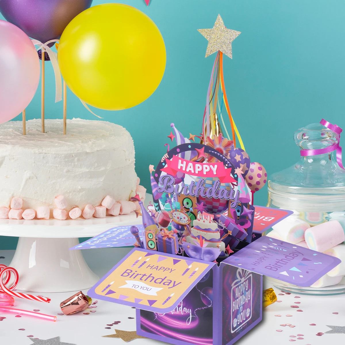 Pop-Up Birthday Greeting Card Happy Birthday Party Decorations for Home Greeting Card Gender Reveal Baby Shower Party Supplies