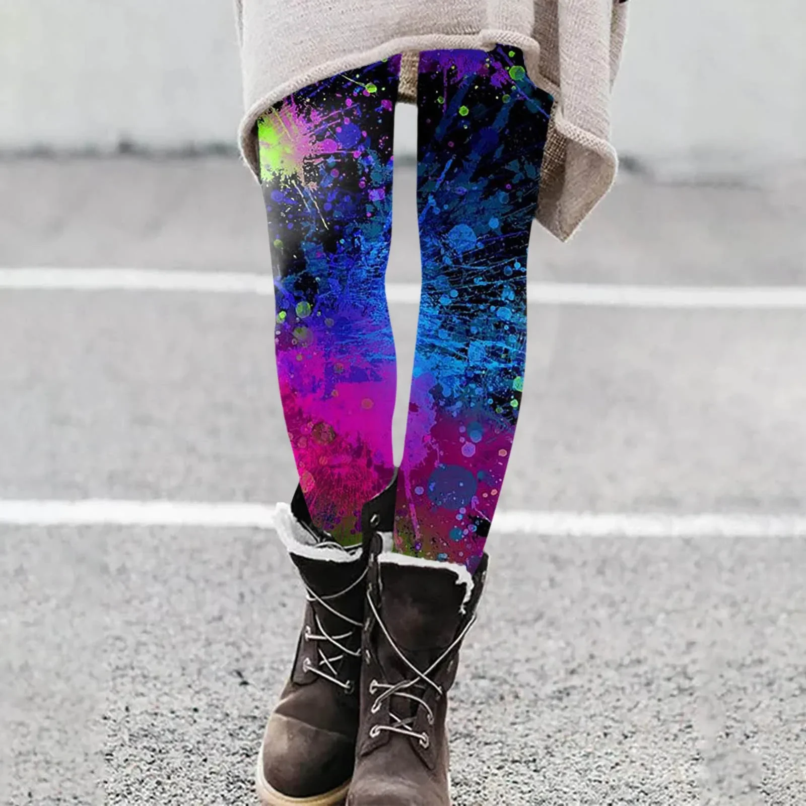 Leggings de cintura alta para mujer, pantalones con estampado 3D de galaxia púrpura brillante, universo estrellado, Fitness, moda, Top ventas