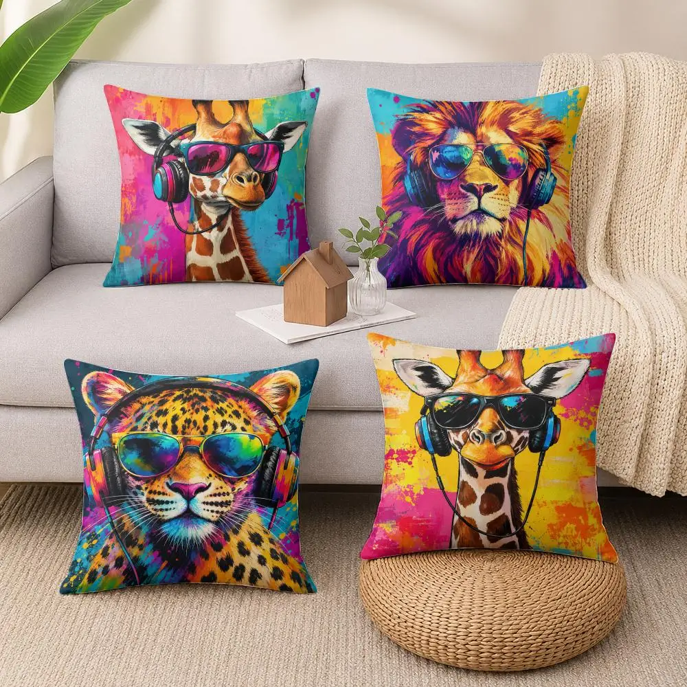 Neon Wild Beats Cushion Cover Luxury Soft Plush Short Fur Cushion Case Warm Cozy Sofa Bed Decorative Home