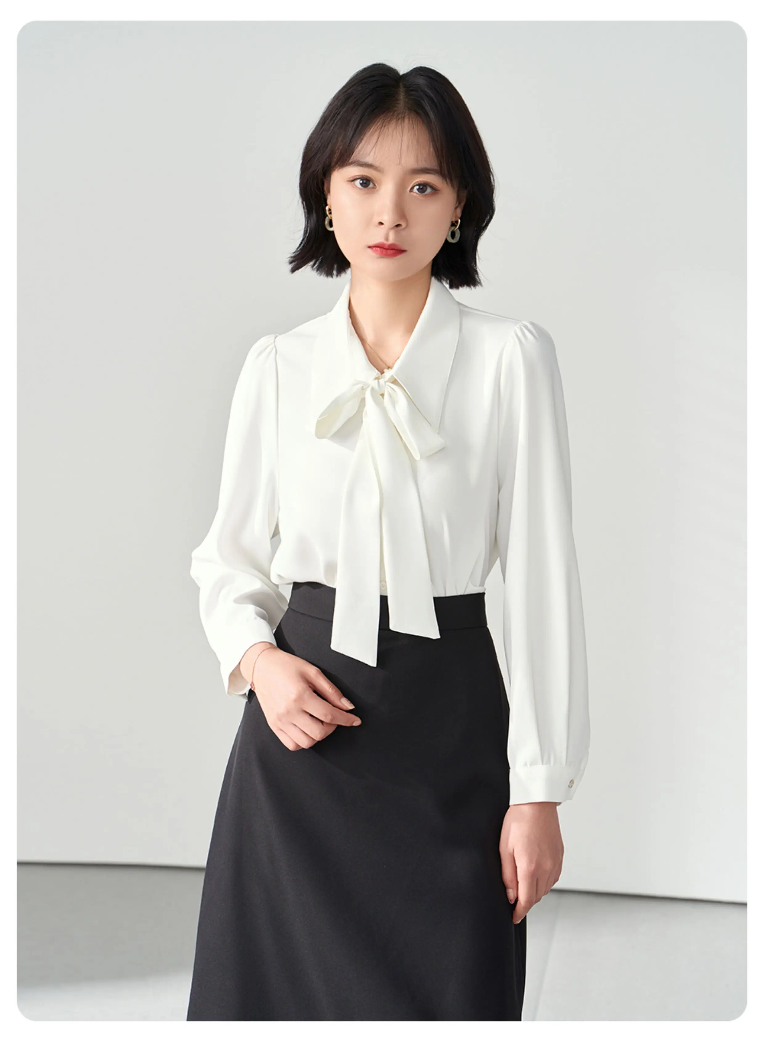 

Весенняя шифоновая блузка на шнуровке, женская одежда, профессиональная официальная одежда, белый костюм с длинными рукавами, рубашка, женские топы