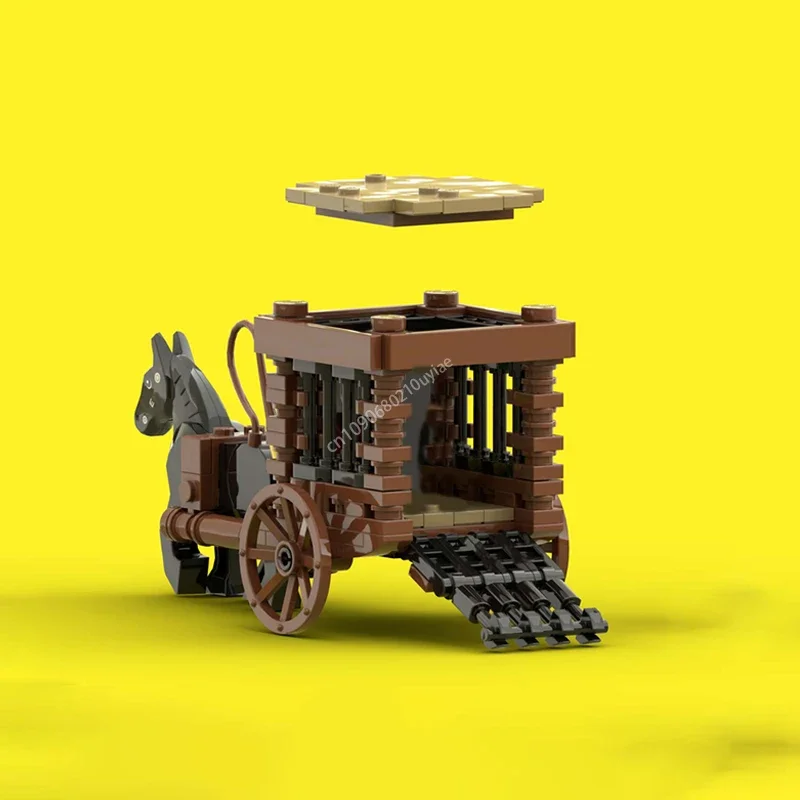 173pcs Moc Medieval Prisoner Transport Carriage Modular Building Model Blocks Creative Assembly Bricks Toys Kids present