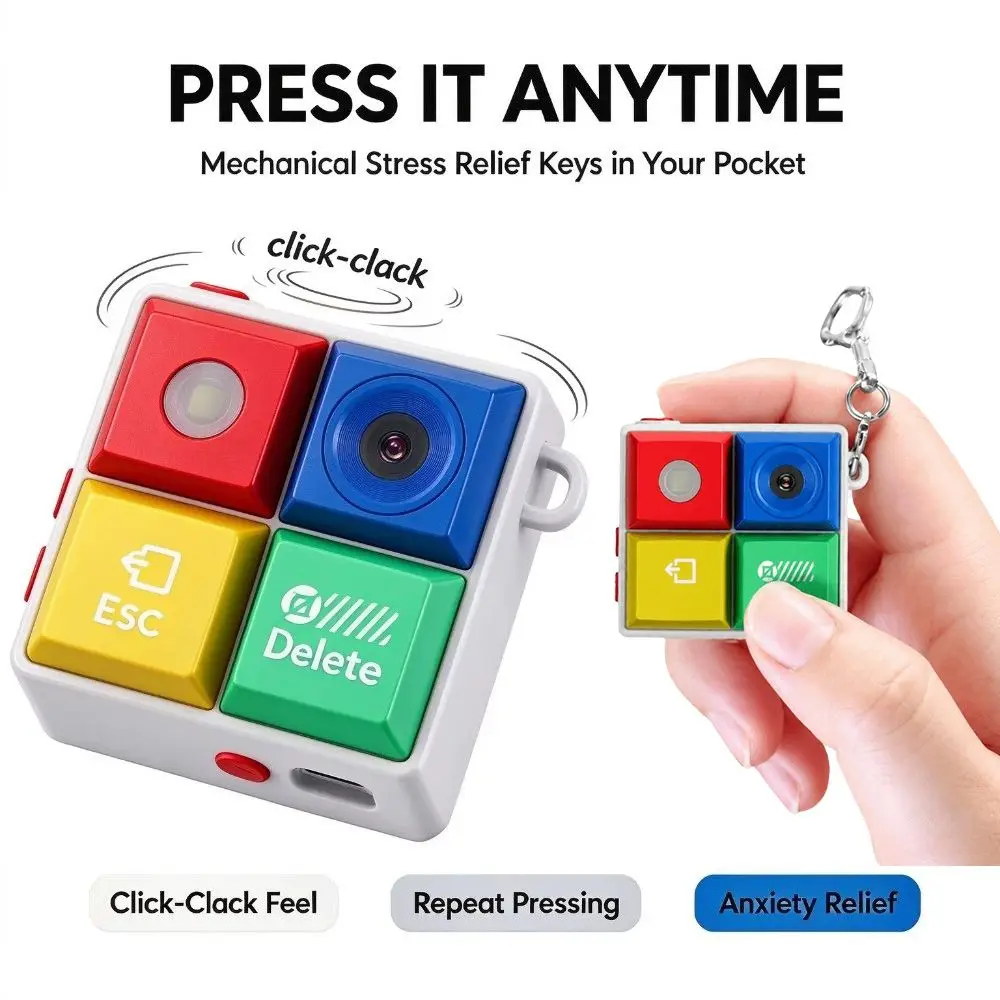 New 4 Keyboard Key Mini Camera Keychain 200W Pixels Shoot and Record Thumb Camera Bag Charm Daily Decor
