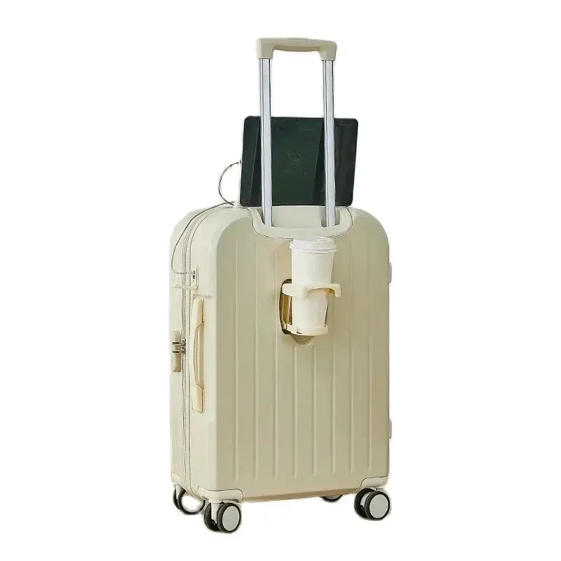 Valise à roulettes avec chargement USB pour femme, valise cabine, chariot Electrolux, porte-gobelet, bagage, sac de voyage, roues universelles, coffre à mot de passe étudiant