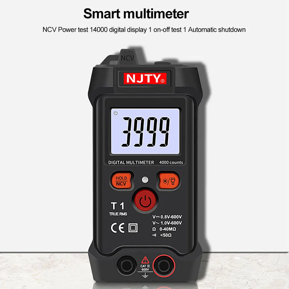 Multimeter Digital Professional Voltage Tester T1 Mini Portable Auto Range NCV True RMS 600V AC DC Ohm Continuity Multi Tester