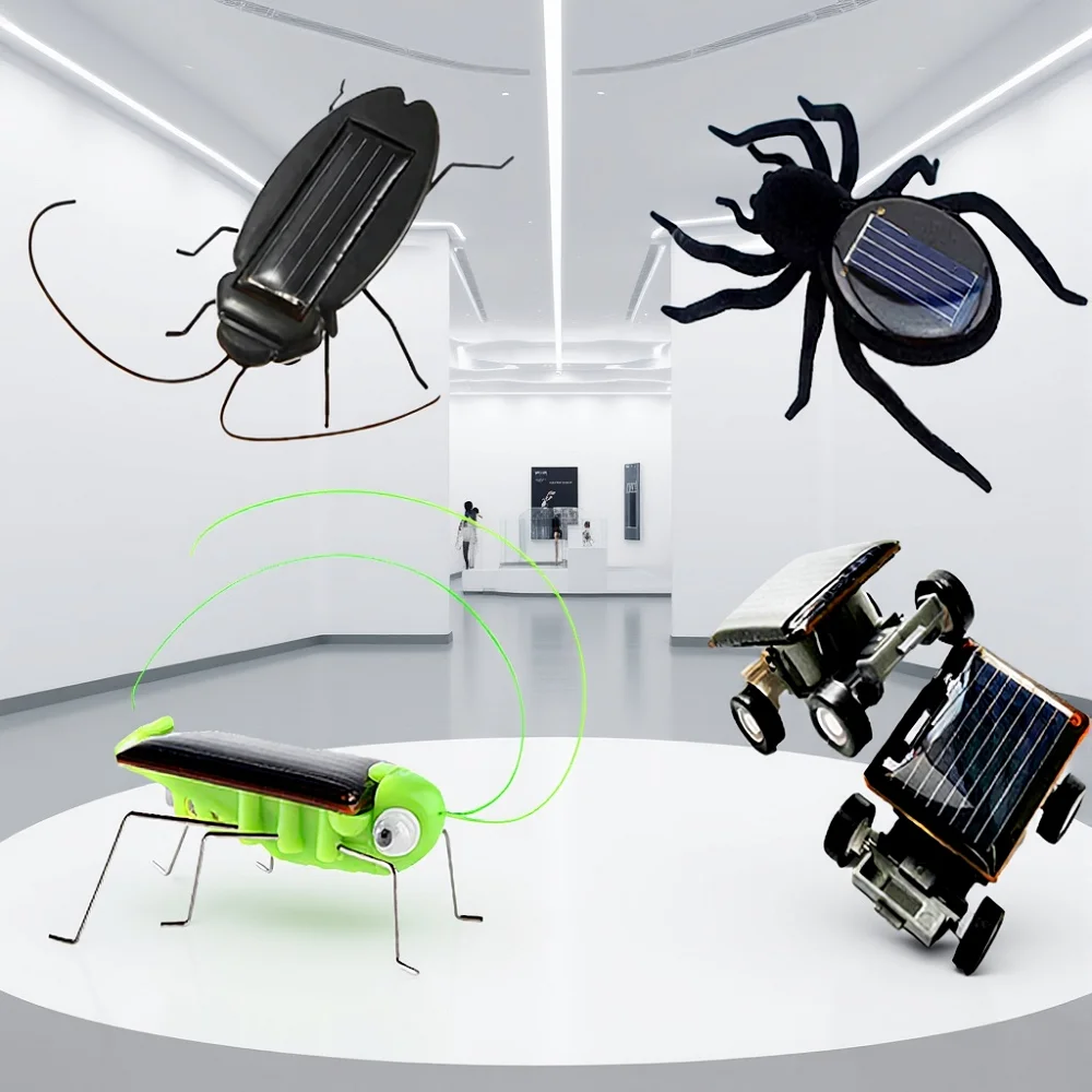 Children's New Mini Educational Science Experiment Toy Solar Cockroach Grasshopper and Car Model Set Novel Creative Gift