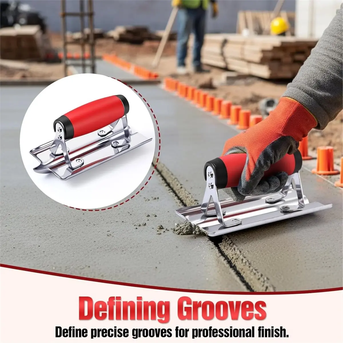 BHBL 3 Pcs Stainless Steel Concrete Tools Set Include Hand Finishing Trowel , Concrete Edger Nd Groover Stucco Cement Kit