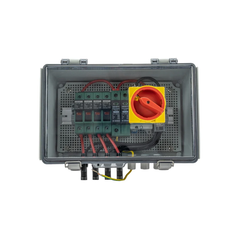 4 String PV Lightning Catch 15a Fuse Holder and 63a Isolation Switch IP65 Waterproof Solar Combiner Box for On/Off Grid System