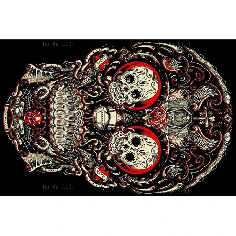 Cyborg Skull Mexicana Caveira Cool Death Magic Witchcraft Rose Vintage Style Quick-Drying Towel