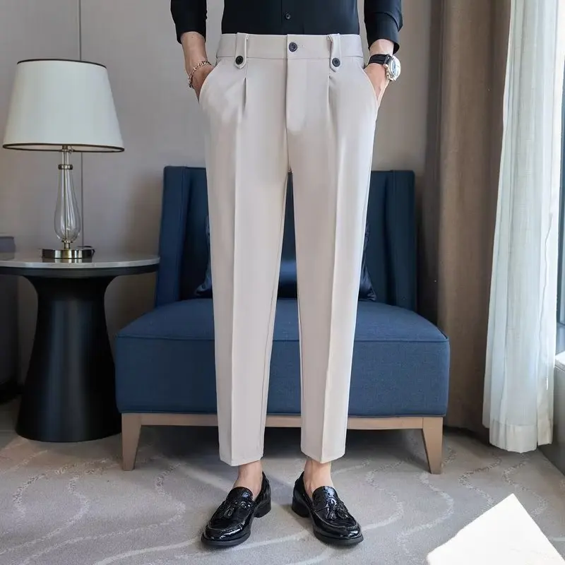 Casual Trousers Men's British Style Men's Trendy Suit Tapered Formal Trousers