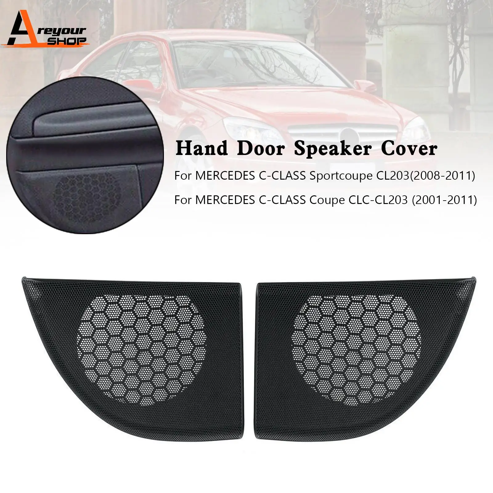 Areyourshop 2x Door Speaker Cover For Mercedes For Benz C Class W203 Coupe /CLC 2008-2011