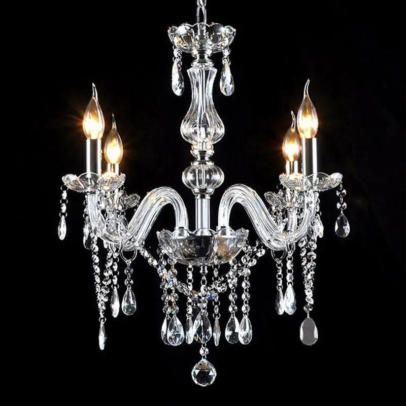 Modern Luxury Crystal Chandelier E14 Transparent Chandelier For Dinging Room Parlor Bedroom Decor LED Center Table Hanging Light