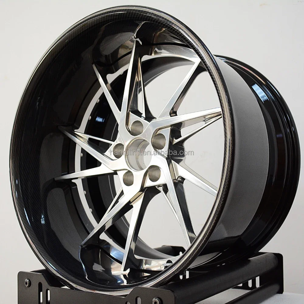 2 3 piece wheels carbon fiber rims 18 19 20 inch deep dish concave big lip 5X114.3 5X112 for racing cars