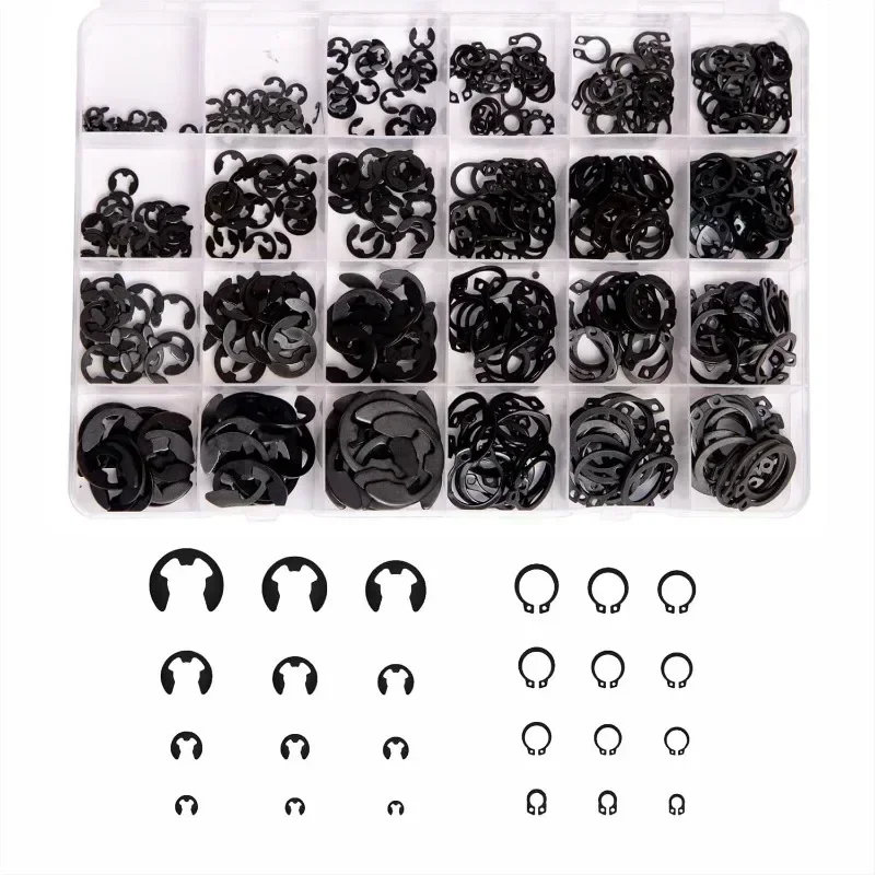 324pcs M5-M16 E Clips External Retaining Rings Set C Clips Gasket Snap Rings Assortment Kit for Shaft Bearing