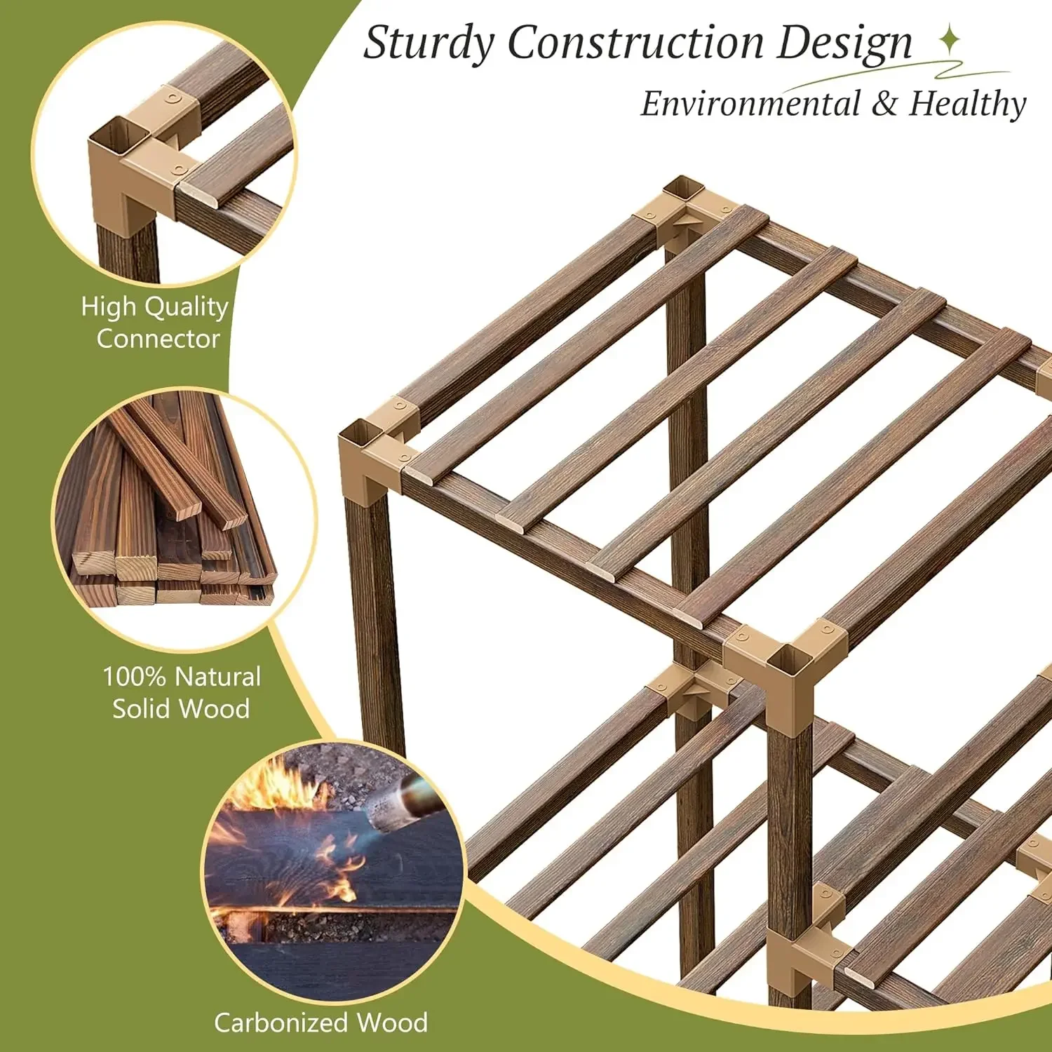 Plant Stand Indoor Large Plant Stands Outdoor Wood Tiered Plant Shelf For Multiple Plant, Tall Stand 6 Tiers