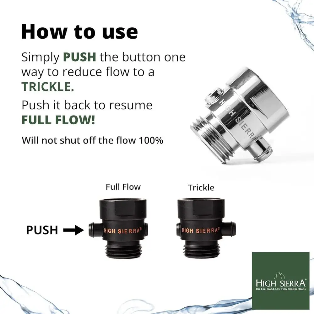 رأس دش RV برمز السباكة المتوافق مع المعدن الصلب، لمسة نهائية كروم عالية الكفاءة 1.25 GPM