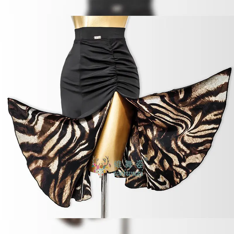 Lateinamerikanisches Tanzkleid für Damen, Ballsaal-Übungskleidung, Samba-Rock mit Schlitz, Sportliches Fransenkleid, Kurze Bühnenkleidung für Mädchen – Detail 6