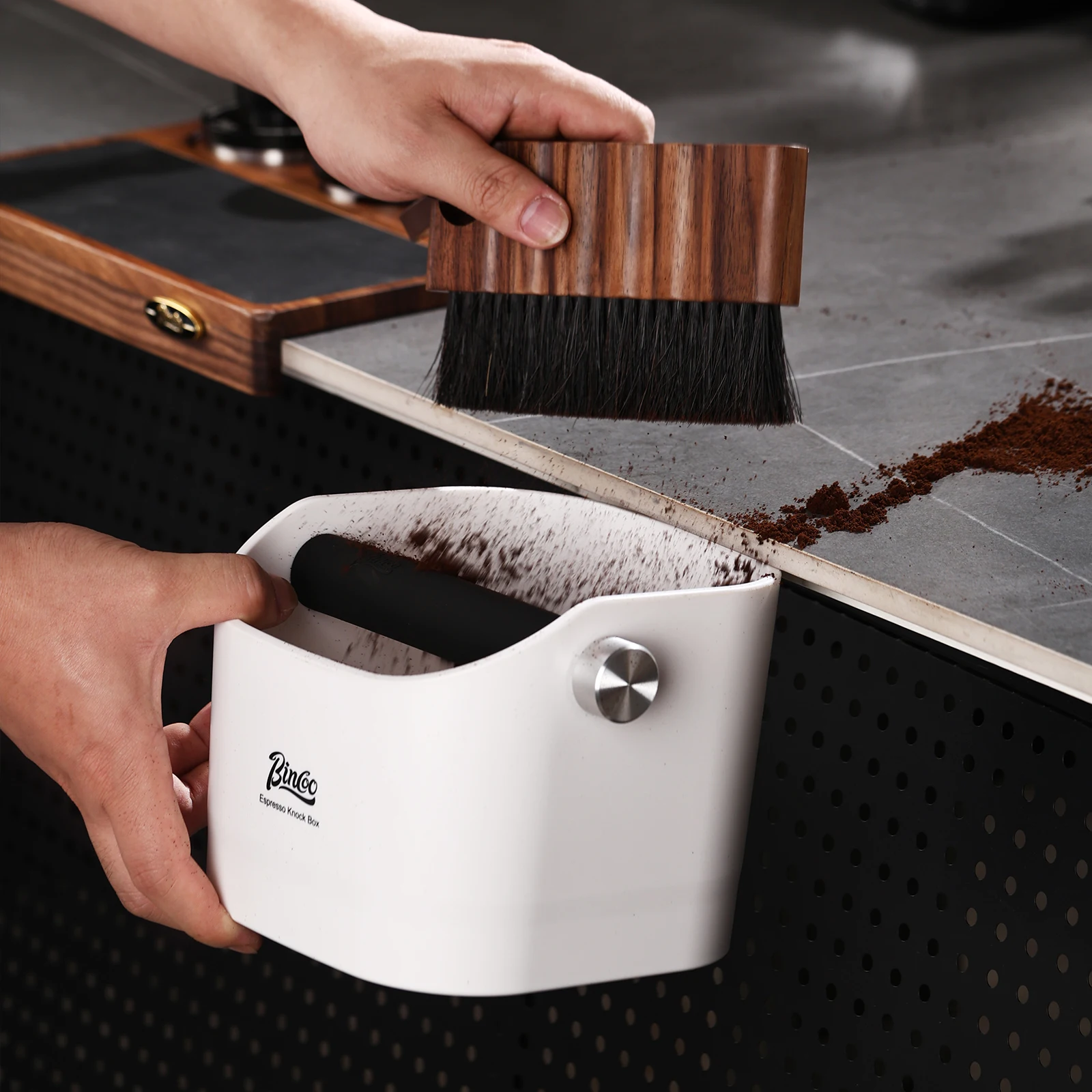 Bincoo Coffee Knock Box Espresso Grounds Container Dump Bin Bucket Anti Slip Powder Beveled Residue Barista Accessories