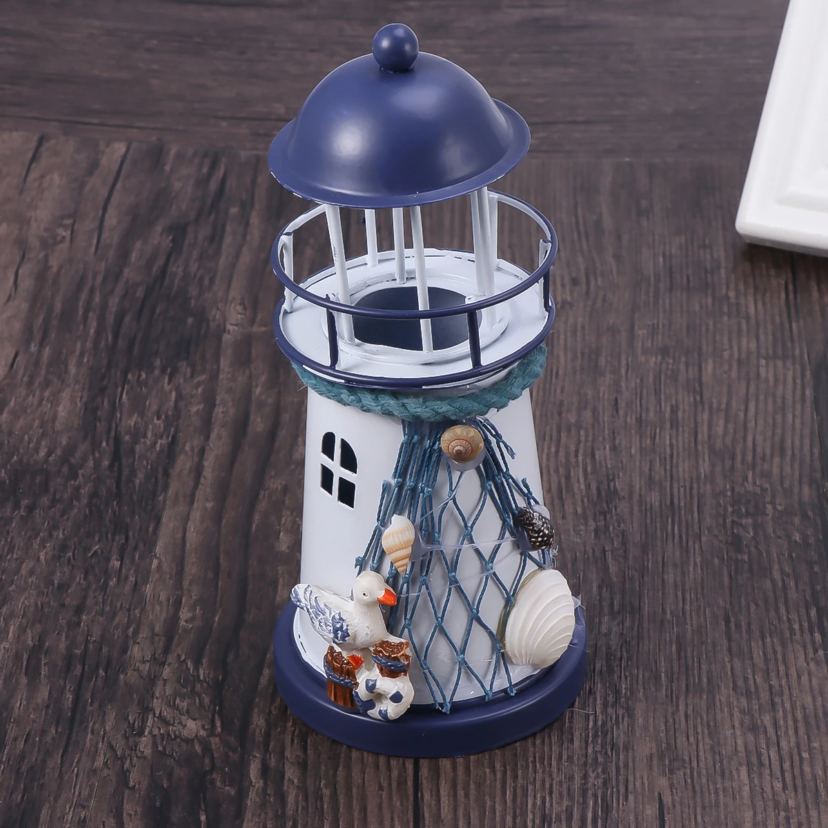 

Lighthouse Decor Mediterranean Style Hand Painted Nautical Marine Tealight Holder Indoor Outdoor Home Kids Room Decor Shell Buoy