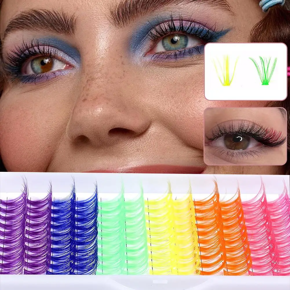 Bunte Glitzer-Wimpernverlängerung, Glitzer, individueller Fächer, russisches Nerzvolumen, Weihnachtswimpern, Wimpern, Halloween, Prema J0L0