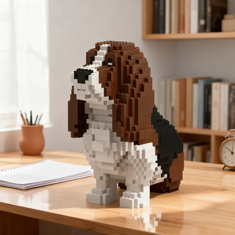 

2451pcs MOC Dog Basset Hound Life Sculptures Model Building Blocks Creative DIY Gift Display Decor Assemble Premium Adult Kids