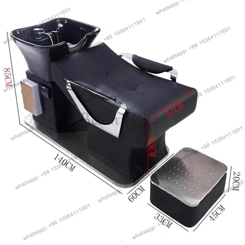Unique High End Head Spa Barber Shop Dedicated Shampoo Bed Sitting Type Flushing Bed Ceramic Hot Spring Bed Commercial Furniture