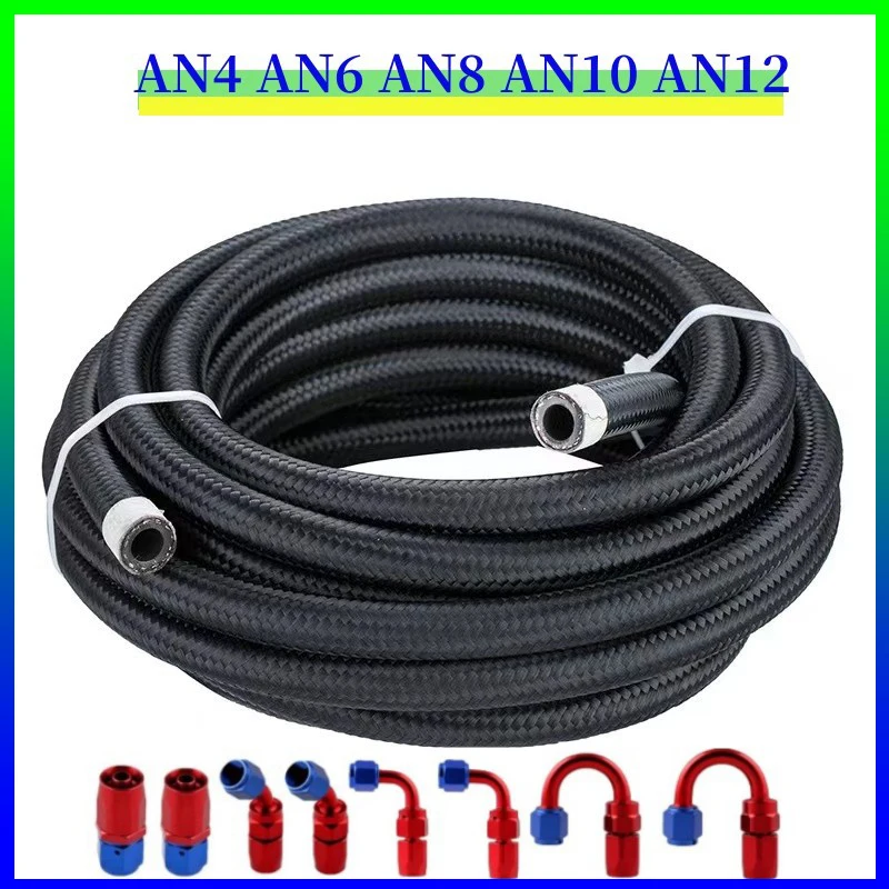 

Universal Nylon Braided CPE Fuel Hose Oil Gas Cooler Hose 0/45/90/180 Degree Hose Adapter End Fitting Kit AN4 AN6AN8 AN10 AN12