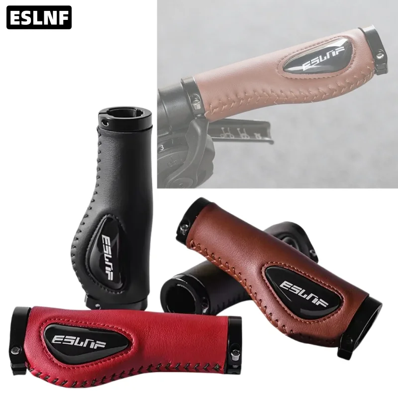 Leder-Anti-Schock-Fahrradlenkergriffe Stoßdämpfung Ergonomische Mountainbike-Griffe Rutschfeste Weiche Silikon-MTB-Griffe