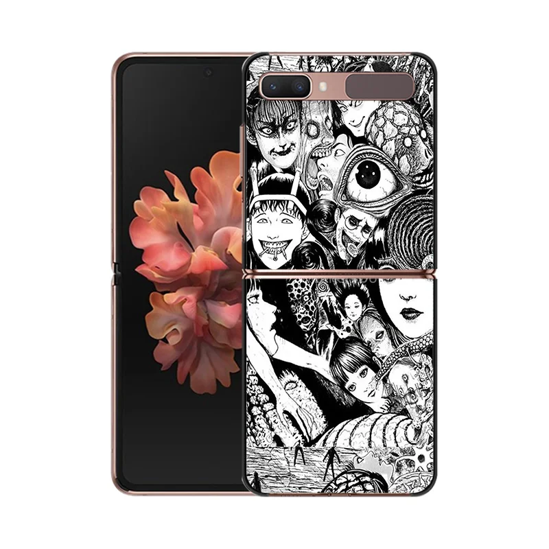 Black Phone Cases for Samsung Z Flip 6 5 4 3 5G Luxury Junji Ito Tomie Tees Manga Hard Galaxy ZFlip6 Flip5 Flip4 Flip3 Cover