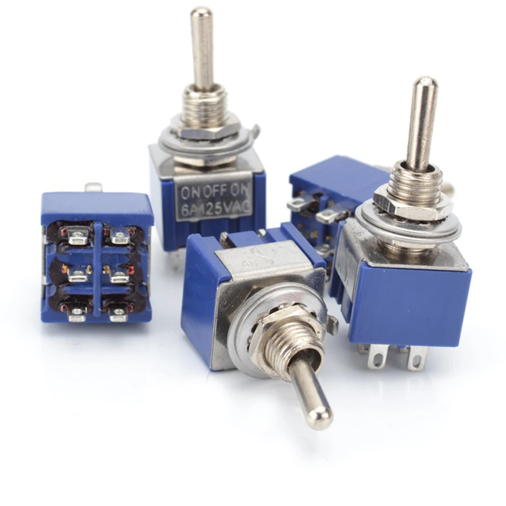 

10pcs Toggle Switch SPDT 3 Terminals Low High Voltage Lights Motors Blue Guitar Electric Switch Electrical Equipment