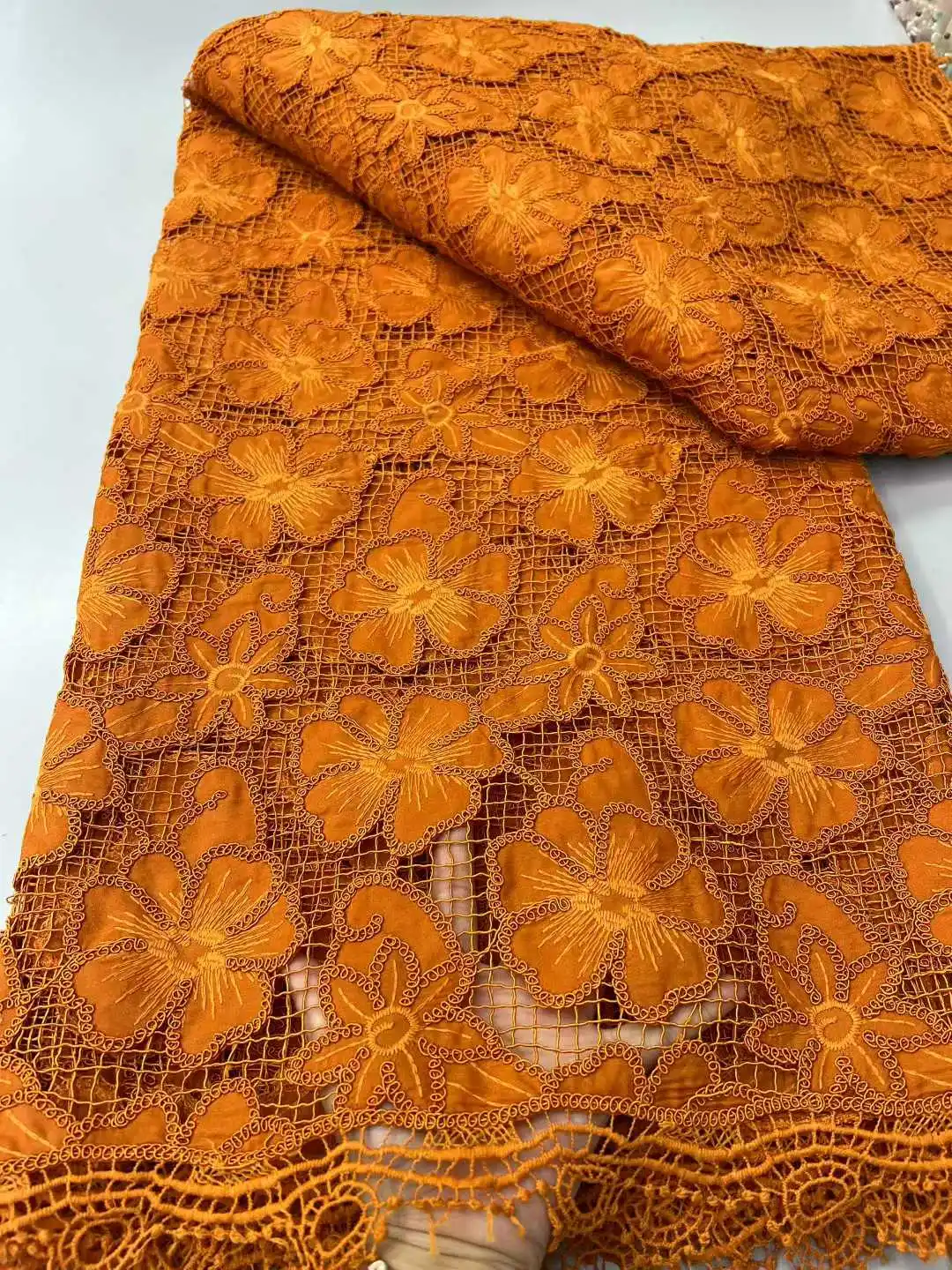 African Milk Silk Cord Lace Fabric 2025 High Quality Lace Water Soluble Nigerian Guipure Cord Laces For Wedding Party Dresses