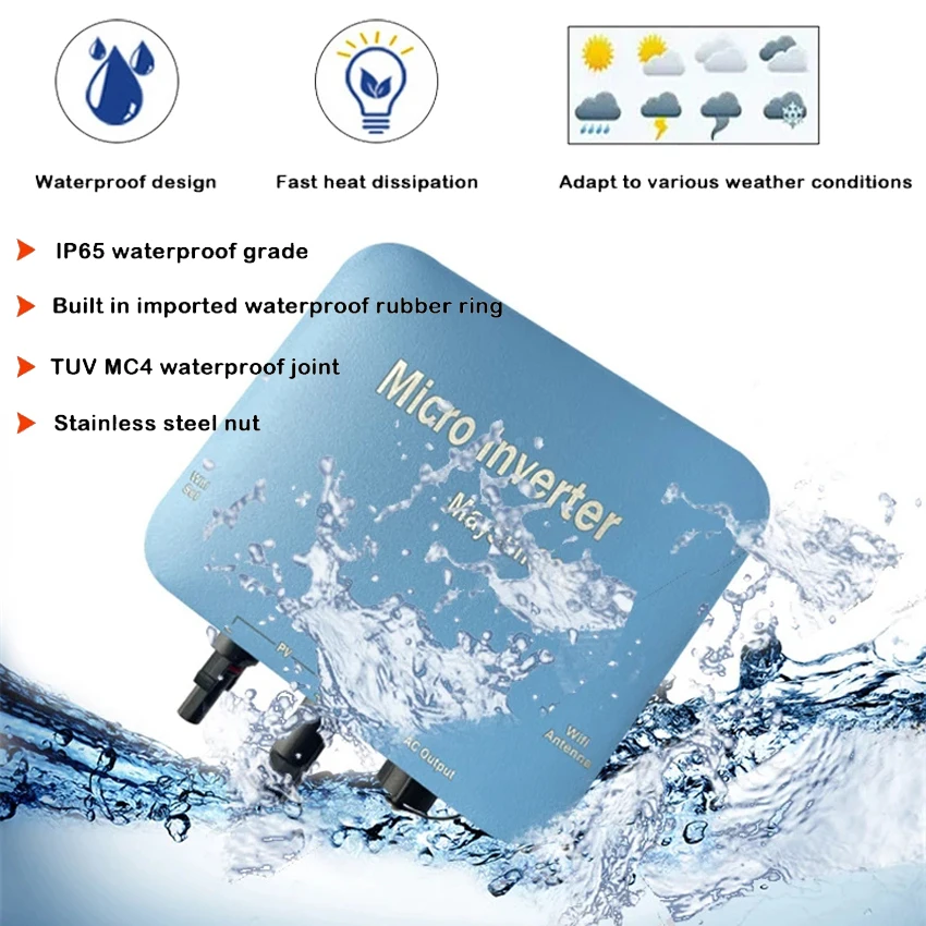 1500W On Grid Micro Solar Inverter With MC Connector WIFI Cloud Monitor Function 220V230V/110V120V AC Waterproof 60V PV