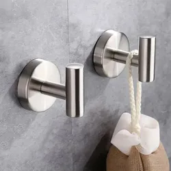 1/2pcs Stainless Steel Robe Hook Adhesive Wall Hook Towel Hook for Bathroom Kitchen Heavy Duty Wall Mounte Hook Kitchen Hardware