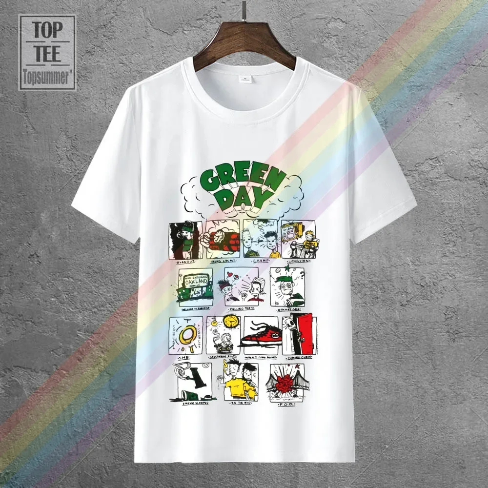 Green Day Men'S Dookie Collage T Shirt White Mens T Shirt New Mens Spring Summer Dress Short Sleeve Casual