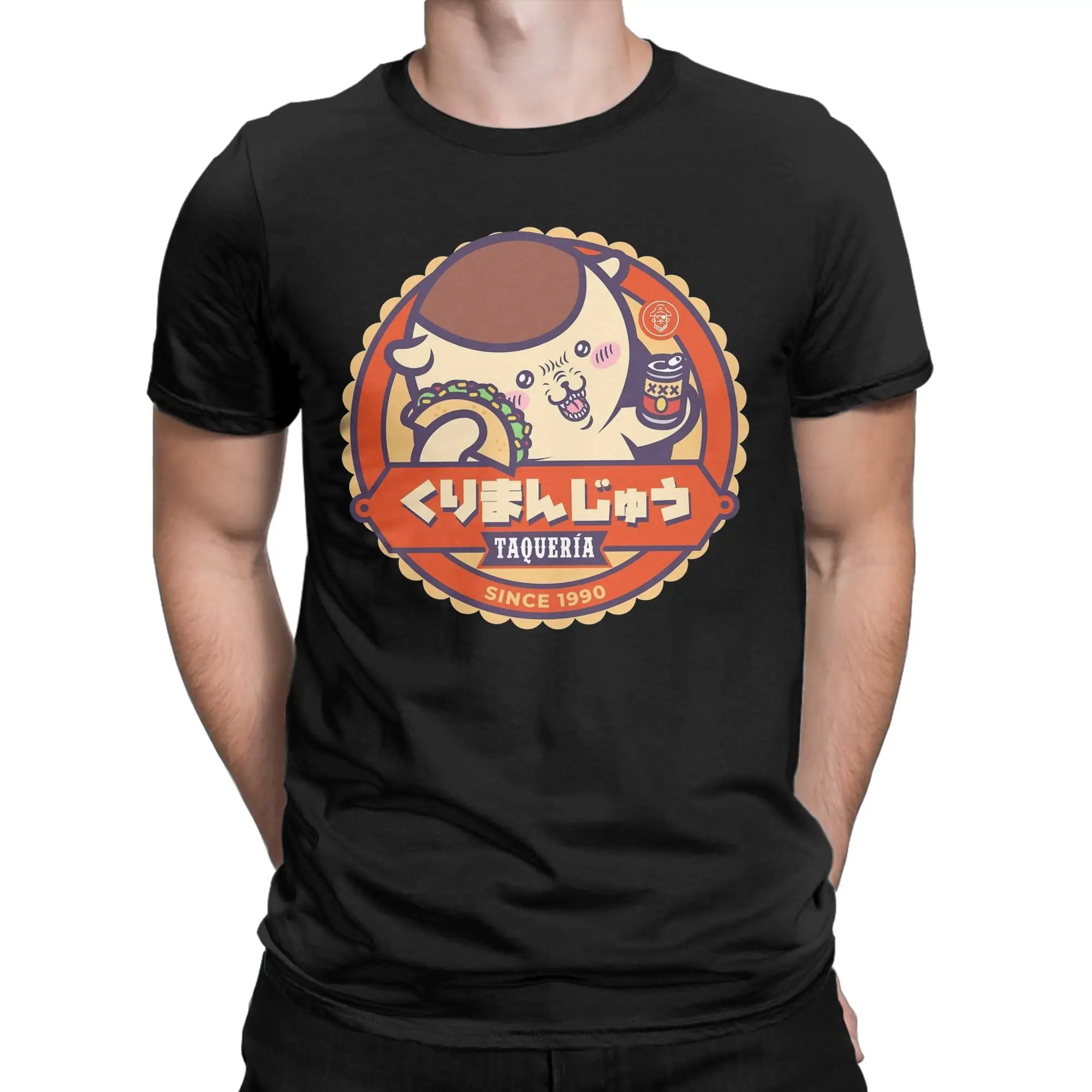 KURIMANJU TACO Chiikawas T Shirts for Men 100% Cotton Vintage T-Shirt O Neck  Tees Short Sleeve Clothes Unique