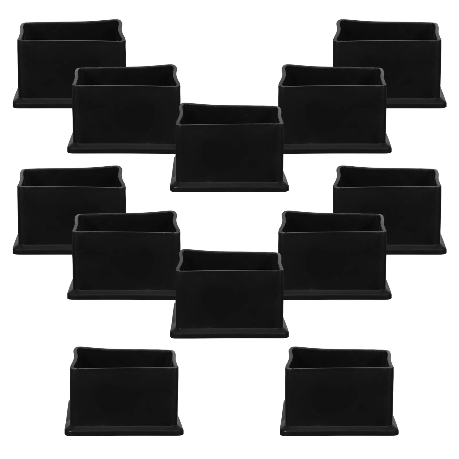 12Pcs Furniture Leg Covers Soft PVC Square 5cm Non-Slip Floor Protectors Chair Table Feet Pads Black Chair Leg Floor Protectors
