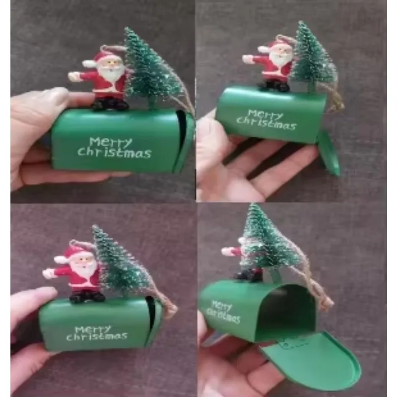 Retro Iron Christmas Pendant Antique Style Santa Claus Airplane Mailbox Santa Claus Christmas Tree Hanging Party Decor