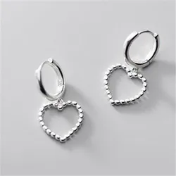 Real 925 Sterling Silver Heart Shaped Stud Earrings For Women Wedding Party Jewelry Gift Pendientes jlfjda