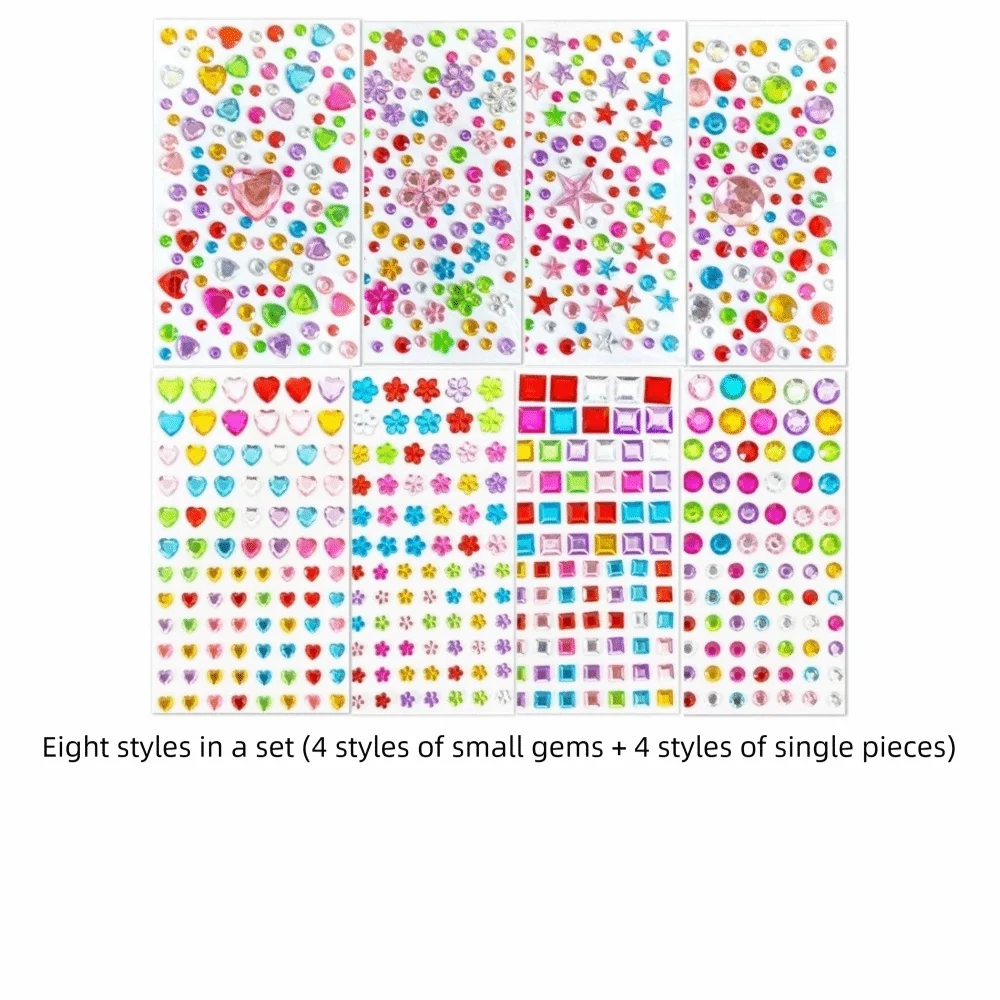 3D Rhinestone Rhinestone Stickers Various Patterns Colorful Acrylic Diamond Stickers Acrylic Stickers Mix-And-Match
