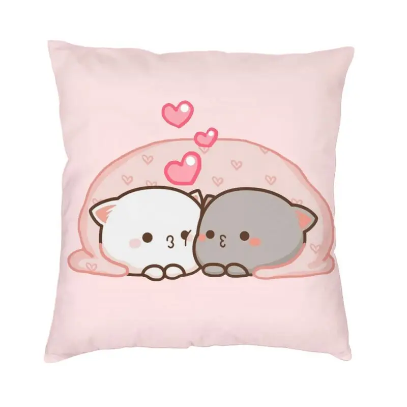 

Милый моти кот персик и гома любовь поцелуй квадратная наволочка для домашнего декора 3D двусторонний принт наволочка для гостиной