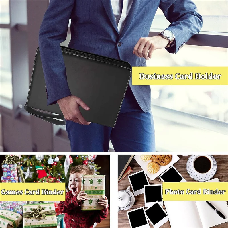 RISEN トレーディングカードバインダー 900 ポケット、9 ポケットカードコレクションバインダー、ゲーム/サッカー/野球カード用 ブラック